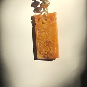 Yellow jade nephrite necklace